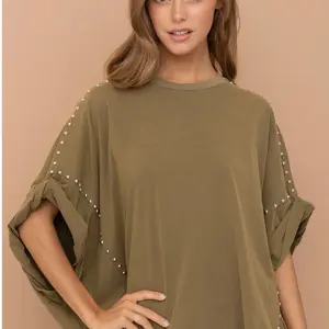 Studded High Low Oversized Top for Women - Blouses & Shirts
