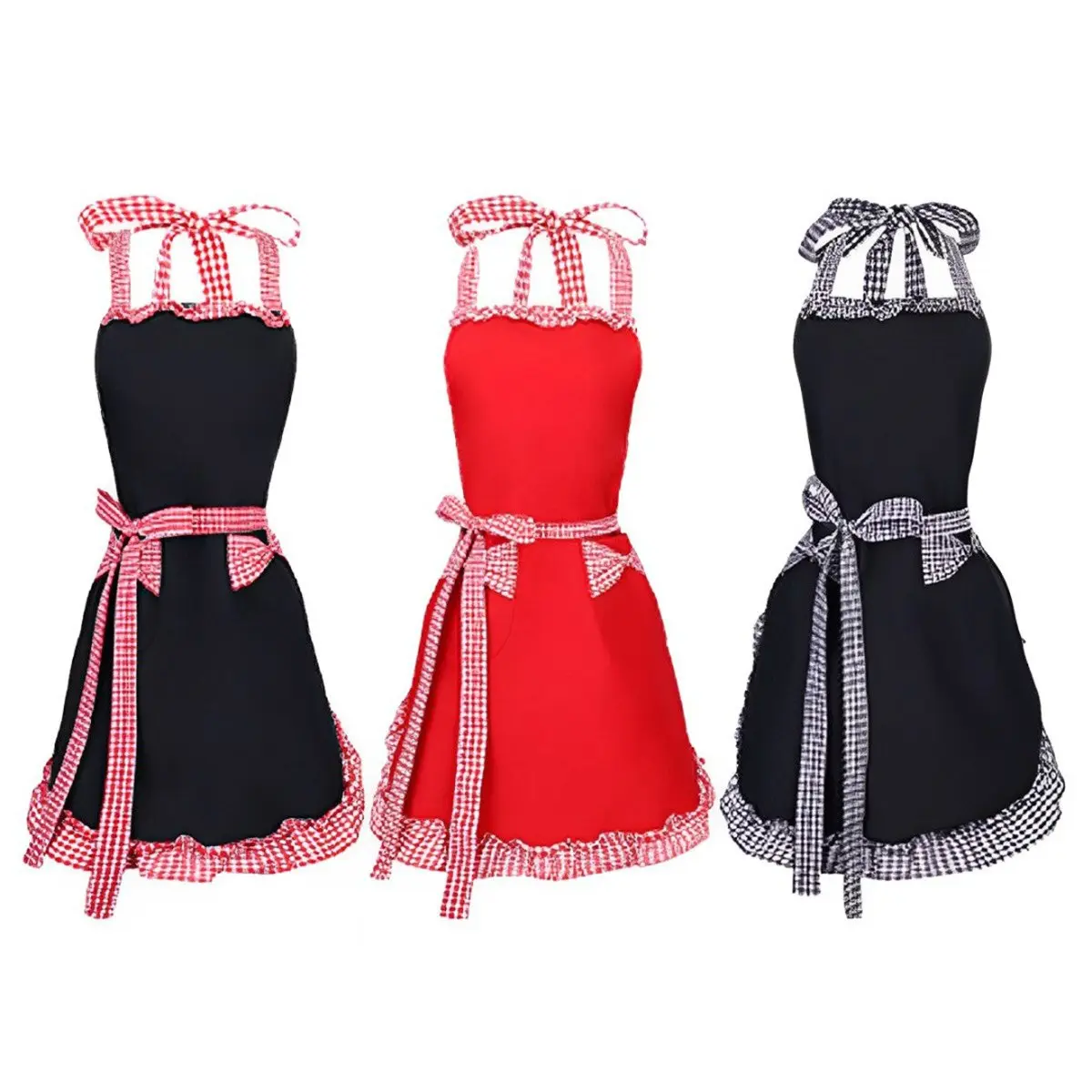 Women's Synthetic Vintage Bib Kitchen Apron with Pockets - Lightweight, Comfortable, Adjustable Waist Ties, Farmhouse Essential, All Seasons, Fits Most Body Types, Kitchen Work Must-Have, Birthday Gift For Mom