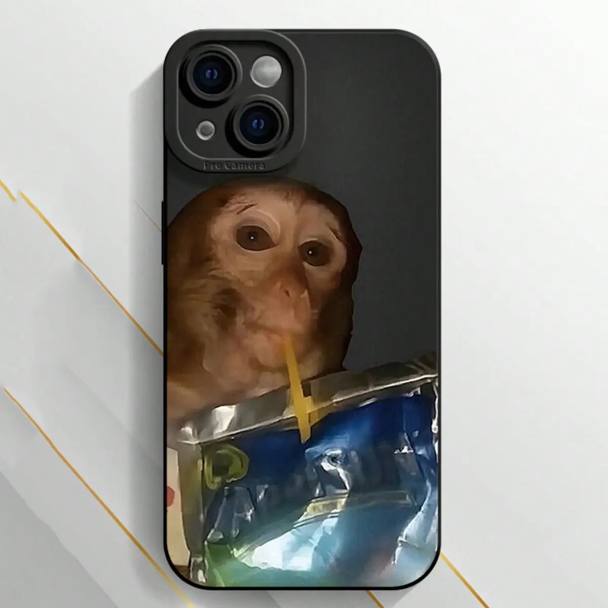 Monkey Beverage Brand Pattern TPU Silicone Smartphone Case - Straight Edge, 2D Printing, Shockproof, Drop-Resistant, Rugged Cellphone Cover for iPhone 17 Pro Max,16,16e,15,14 Plus,13,12 Mini,11,Air,X,XS,XR - Gift-Worthy Mobile Accessory