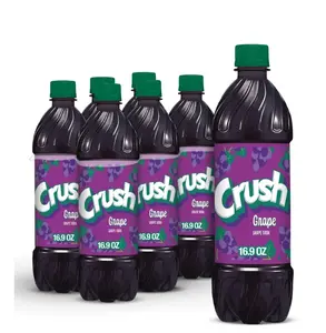 Crush Caffeine Free Grape Soda Pop, 16.9 fl oz, 6 Pack Bottles Flavor Fruit Beverage