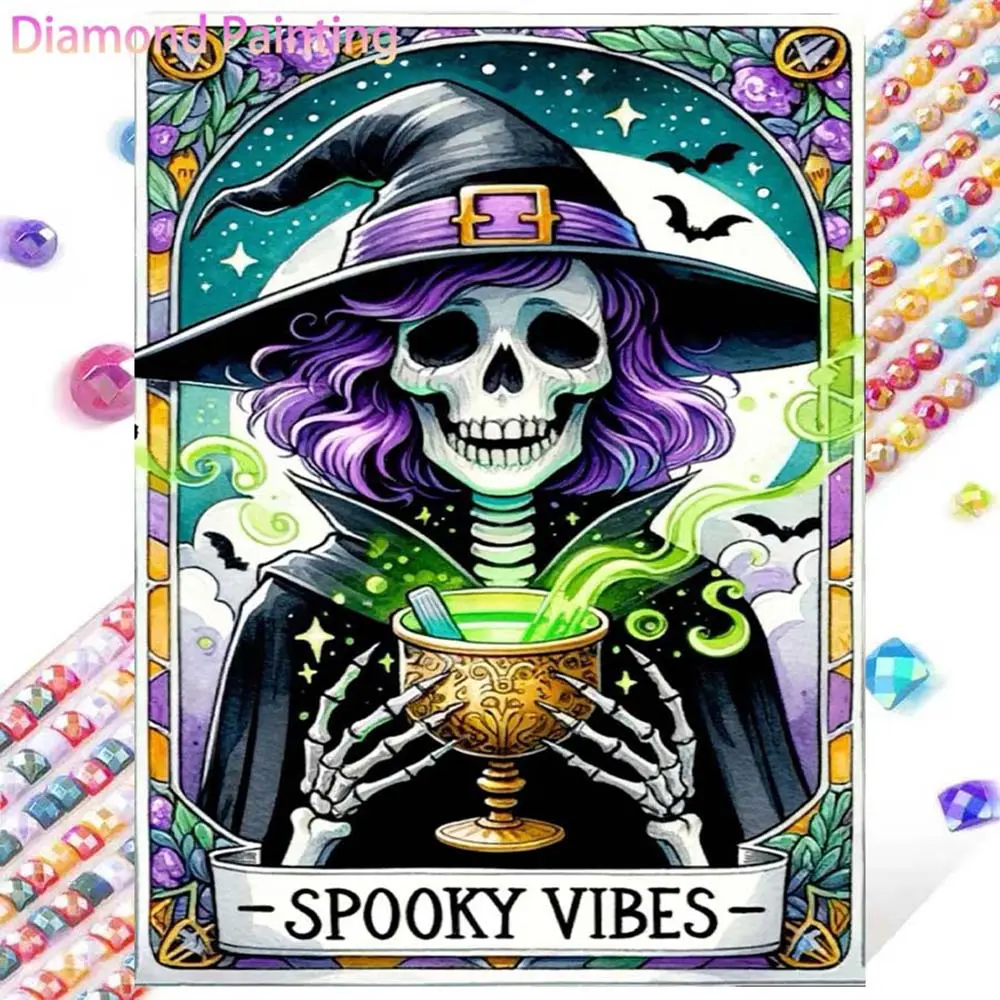 5D DIY Full Drill Round Diamond Painting - Wizard Hat Diamond Painting Kit, Mosaic Canvas DIY Wall Art, Home Wall Decoration, Diamond Pattern Design