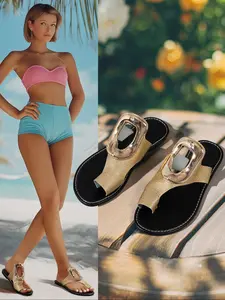 Women's Fashionable Fish Scale Pattern Slide Sandals, Casual Comfortable Flat Sandals for Summer, Lightweight Breathable Shoes for Daily Wear, Girl