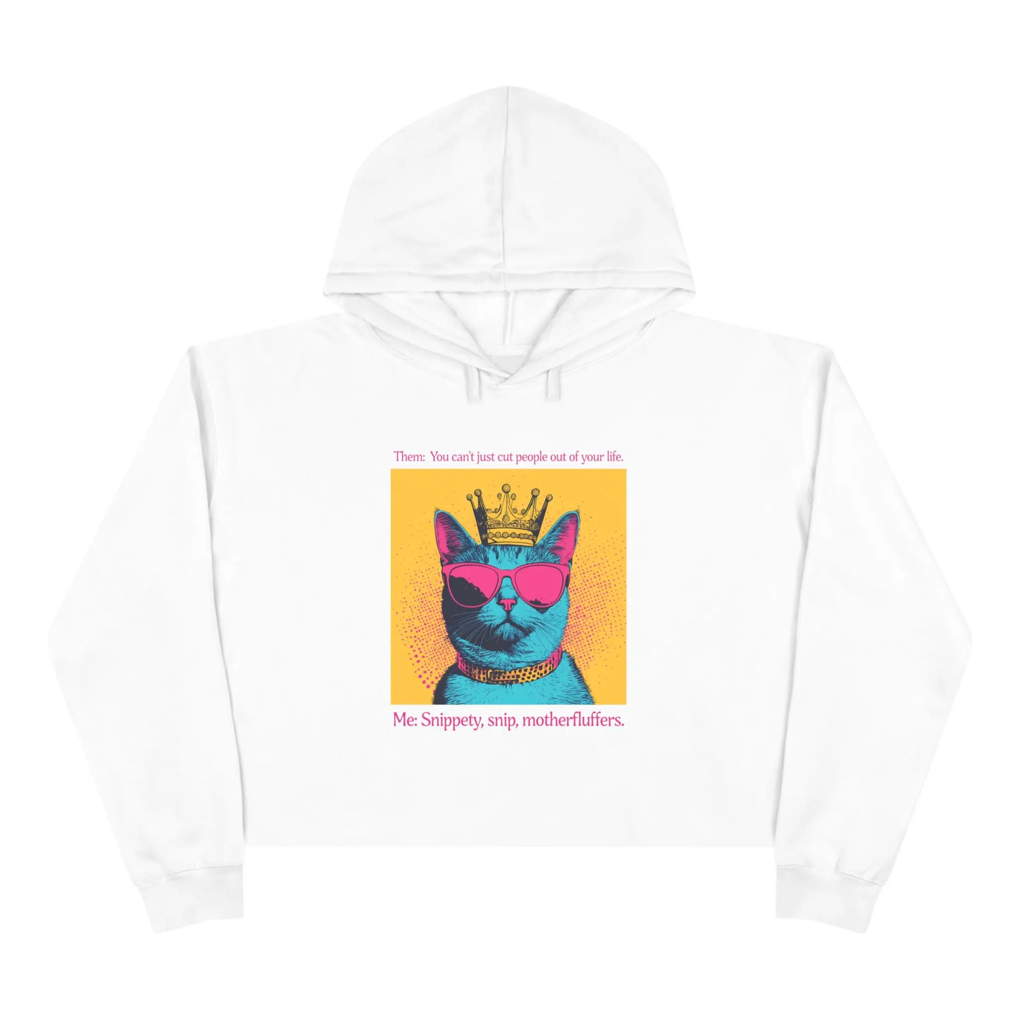 Women's Cotton Cropped Cat Hoodie Sweatshirts - Soft Casual Top with Slip Bottom Details, Ideal for Everyday & Street Wear