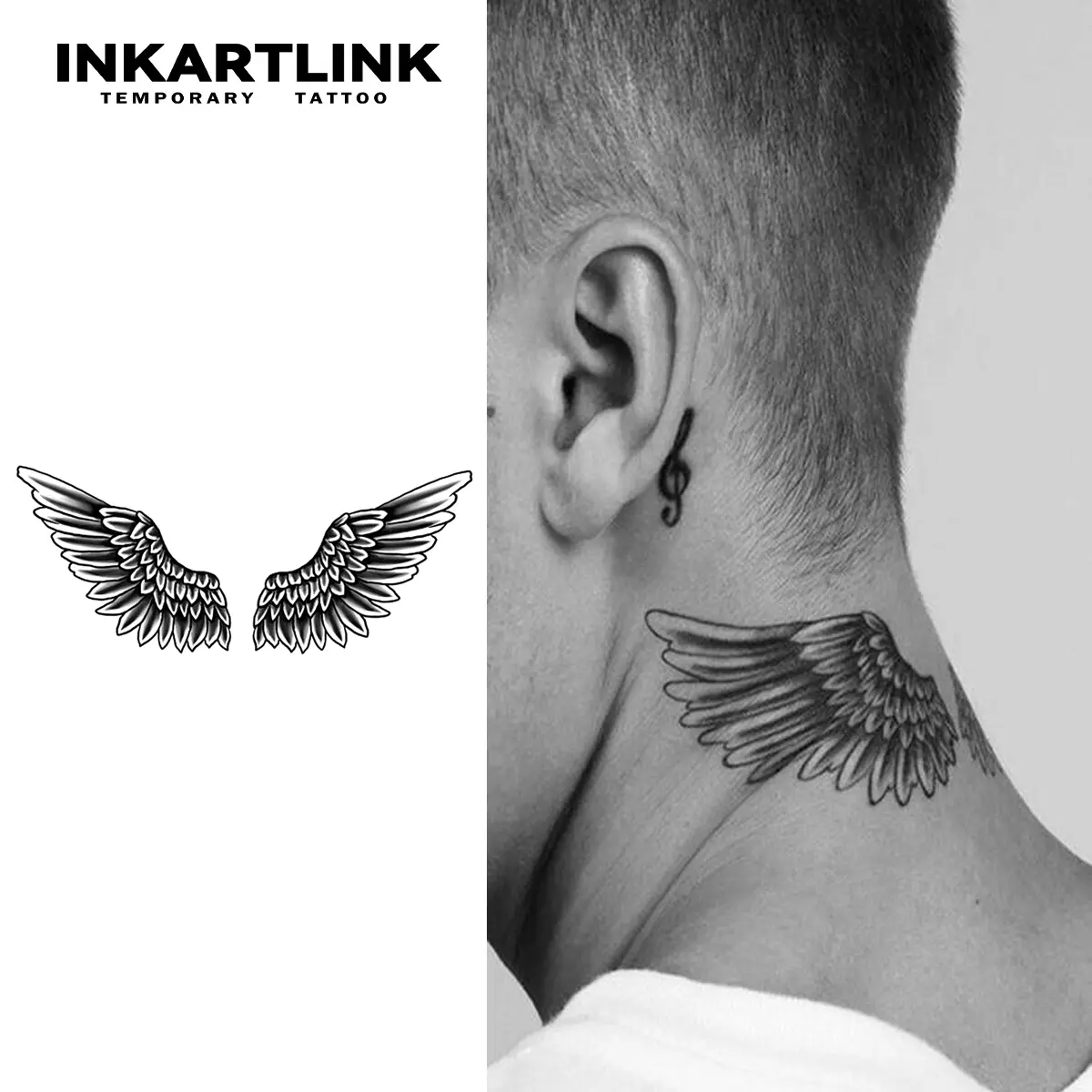 INKARTLINK Magic Tattoo 2 Sheets, Waterproof, Semi-permanent, Long-lasting, Temporary, Simple Fake  Sticker, Wings, Juice Tattoo, Party Tattoo, Art Tattoo