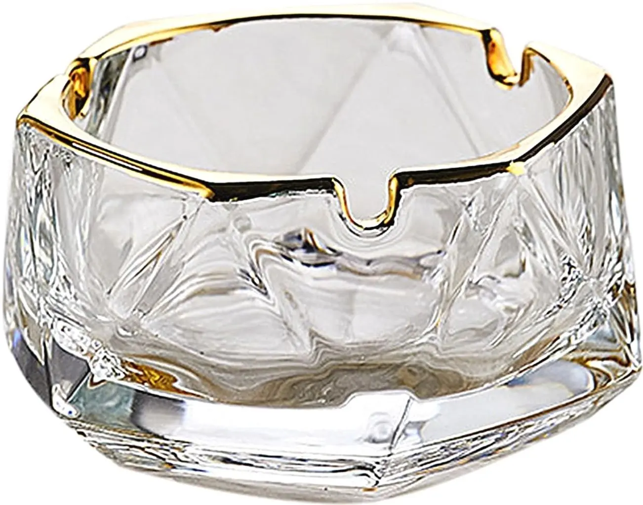 Crystal Glass Ashtrays Heavy Duty Indoor & Outdoor Ashtray for Men, Beautiful and Classic Diamond Ash tray, Home Office Desktop Tabletop Decoration, Stylish Smoking Accessory