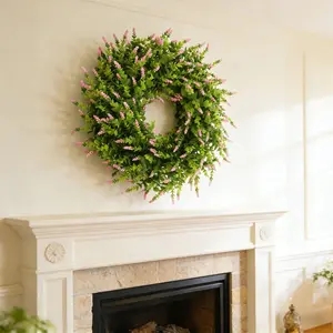 Simulated lavender and hawthorn wood wreaths, ultraviolet simulated greenery outdoor front door wreaths, can be used on walls, windows, farmhouses, indoors and outdoors, for wedding and festival decorations, spring and summer hanging decorations.