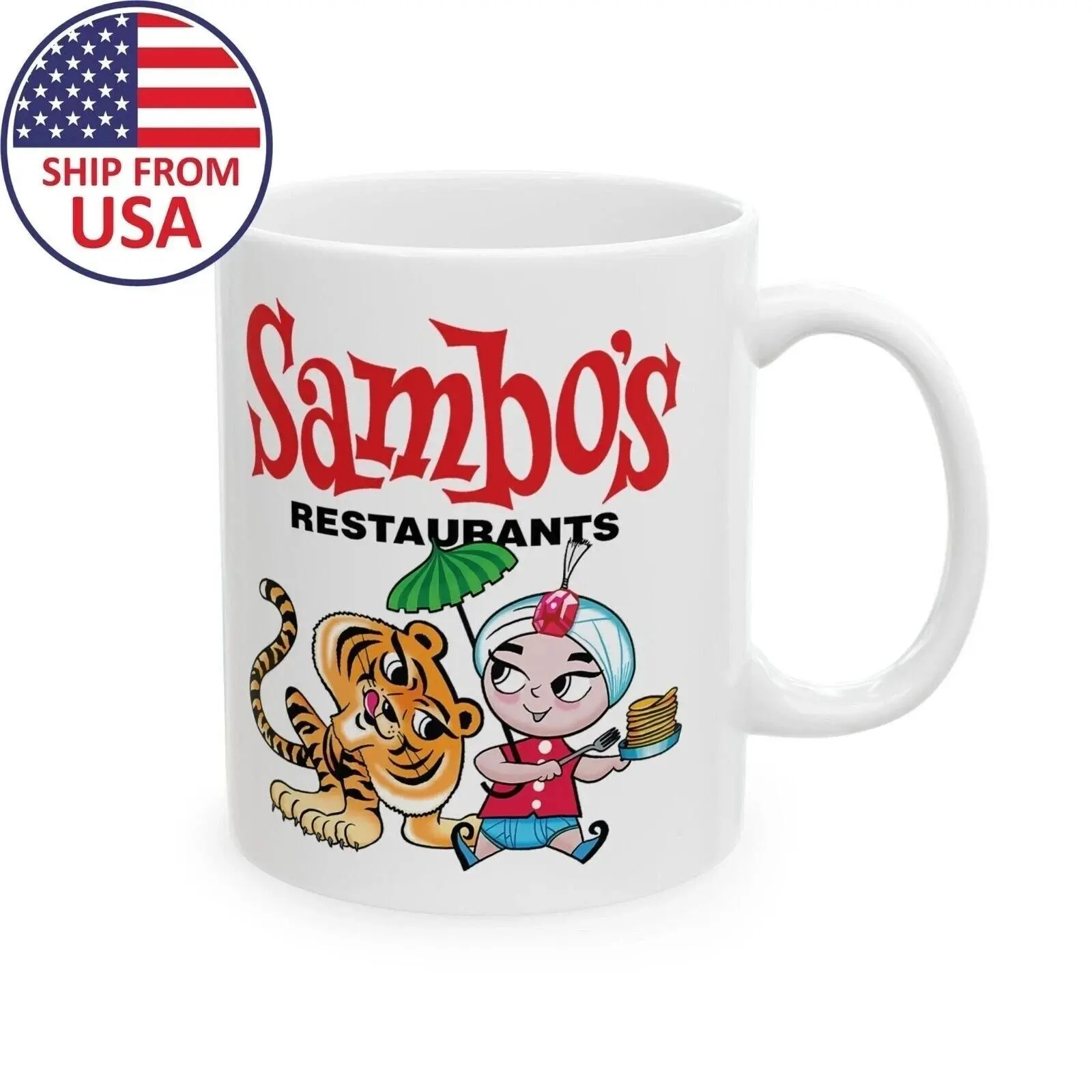 Sambos Restaurant Themed Coffee Mug, Kitchenware Drinkware for Daily Beverage Use