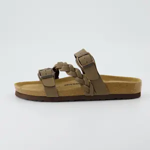 Cushionaire Women's Lizzy Cork Footbed Sandal - Boho Chic Summer Slide Sandals with Memory Foam Cushioned Genuine Suede Insoles, Arch Support, Wide Widths Available