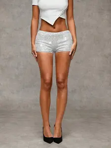 Women's Sparkling Sequin Embellished Ultra-Short Sexy Hot Pants (Suitable for Summer, Concerts, Country Music Festivals, Sexy Outfits, Clubbing, Street Style)