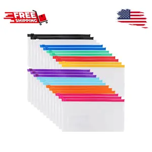 24pcs Poly Zip Envelope, Plastic, 9 x 4.7 Inches, A6 Size, 10 Colors