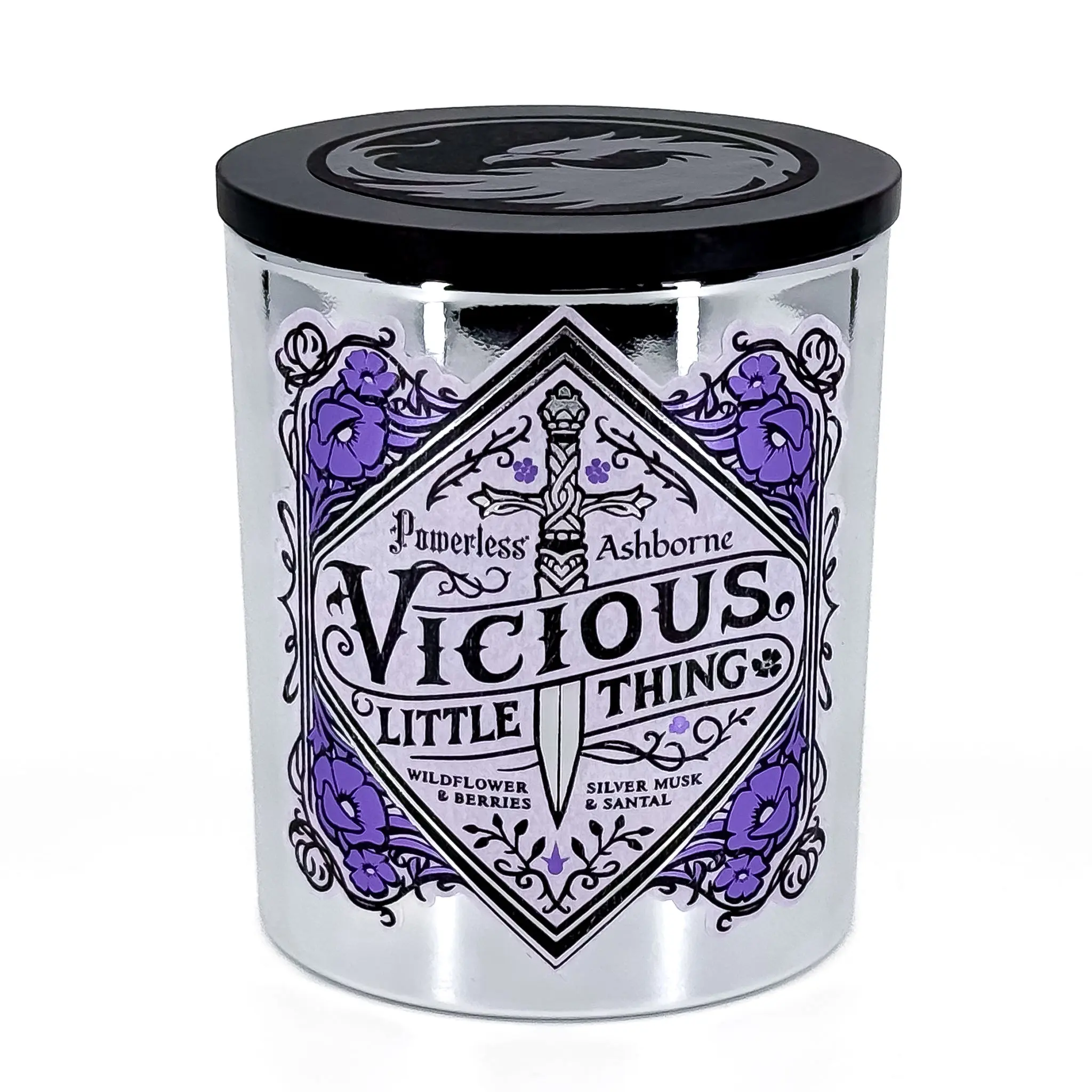 Vicious Little Thing - Powerless - Scented 8oz Candle - Wildflower, Berry, Musk, Santal - Natural Coconut Wax - 35 h Burn Time - Bookish Aroma and Decor - Officially Licensed