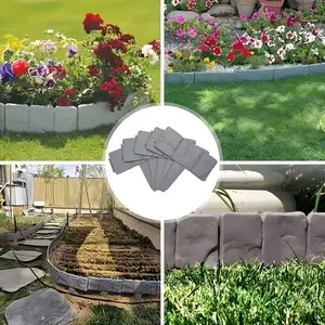 No-Trimming Interlocking Garden Edging Set - Gray Heavy-Duty Plastic Outdoor Structure, Perfect for Yard Beautification & Privacy Screens, Essential for Home Gardener Landscaping