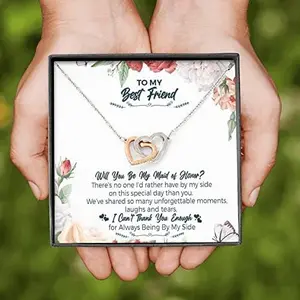 Best Friend Gift to Bride, Maid of Honor Gift to Bride, Sentimental Bride Gift from Best Friend, Wedding for Bride, Bride Necklace, Interlocking Hearts Necklace I can't thank you enough