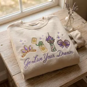Embroidered  Princess Sweatshirt, Go Live Your Dream Sweatshirt, Girl Trip, Floral,  Trending Crewneck