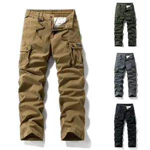 Men’s American vintage multi-pocket cargo pants, straight-leg casual long pants, outdoor wear-resistant tactical cargo pants, Classic, Menswear