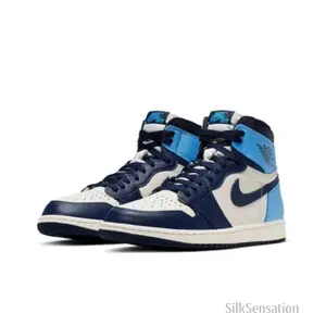 Retro high-top Unc black, white and blue color scheme casual sports versatile durable and comfortable basketball shoes