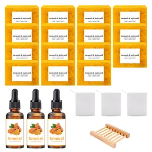 22-Piece Set – Lemon Turmeric Kojic Acid Soap Bars | Organic Body Cleanser for Smooth, Radiant, and Even-Toned Skin | Daily Foaming Turmeric Soap for Glowing Skin & Complete Body Care Skincare Cleansing Flawless Comfort turmeric soap bar turmeric soap