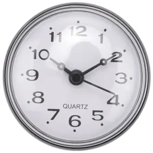 7cm Waterproof Rubber-Metal Round Wall Decor Clock - Compact Frameless Black Accessory with Suction Cup Mount for Kitchen, Sports Use