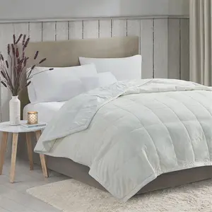 Madison Park MP51-6375 Ivory 100 Percent Polyester Reversible Plush to Microfiber DA Blanket