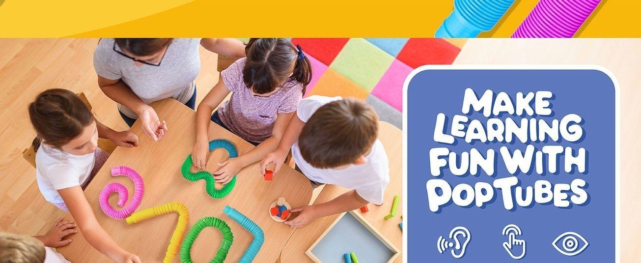 BUNMO Pop Tubes - Sensory Toys - Fidget Toys - Imaginative Play & Stimulating Creative Learning - Hours of Fun for Kids - Tons of Ways to Play - Non-Mouthable Toy 3+ - 4 Pack Large