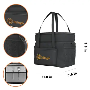 Portable Double Deck Insulated Lunch Bag Leakproof Soft Large 15L Cooler Bag For Men Women Adult Work School Camping Black