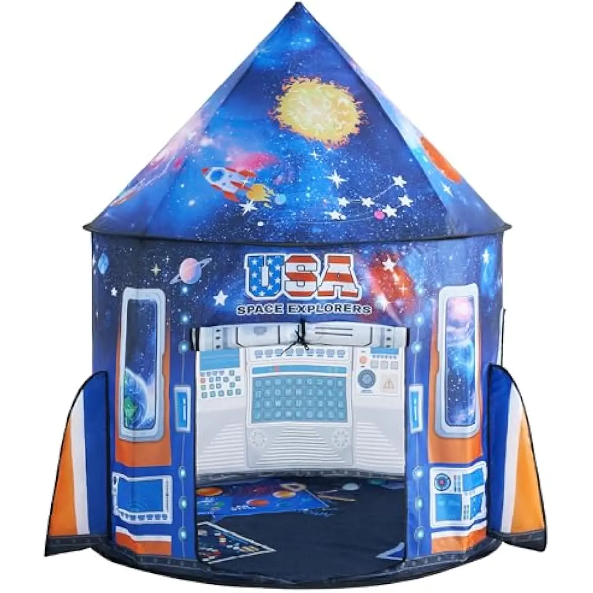 Rocket Ship Play Tent for Kids – Glow-in-the-Dark Space Tent with Starry, Astronaut Spaceship Foldable Playhouse for Boys & Girls, Indoor Outdoor Kids Pop-up Play House, Toddler Birthday Toy