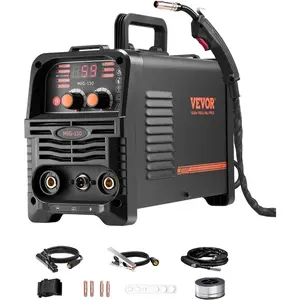 VEVOR MIG Welder, 130Amp Synergic Mig Welding Machine, 110V Gasless Flux Core Welder Machine, Portable Mig Welder with IGBT Inverter Technology and Digital Display ScreenVEVOR Super Brand Day