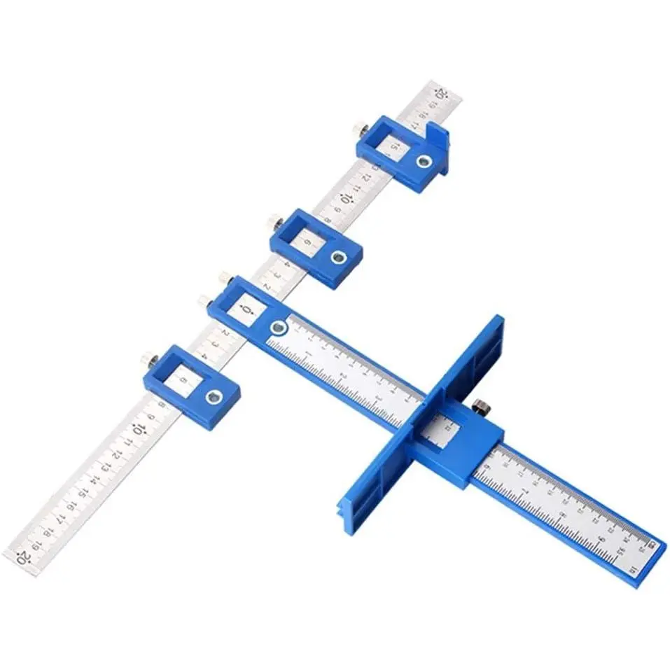 Adjustable Cabinet Hardware Jig Punch Locator Tool - ABS Drill Template Guide for Kitchen Door Handles, Knobs, Pulls, Hinges, L-Brackets Installation Drilling Holes