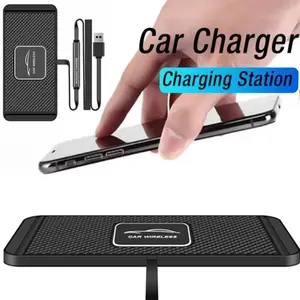 Car Wireless Charger Silicone Non Slip Pad for iPhone 17 16 15 14 13 12 Samsung 15W Car Wireless Phone Chargers Fast Charging Station USB Car Charger Car Gadgets