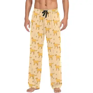 Men's Cartoon Labrador Pajama Pants Cotton Soft Comfy Sleep Lounge Pants Pjs Bottoms