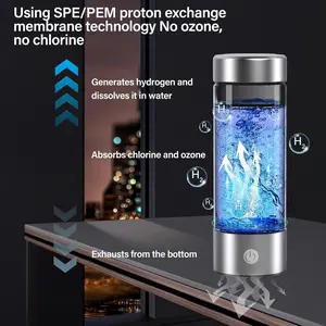 Hydrogen Water Bottle with PEM/SPE Technology – Portable, Rechargeable & Ideal for Gym, Office, Travel Cup Mug Tumbler Drinkware Bottled