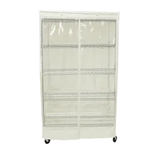 Storage Shelving Unit Cover, fits racks 36"W x 18"D x 72"H one side see through panel in Off White
