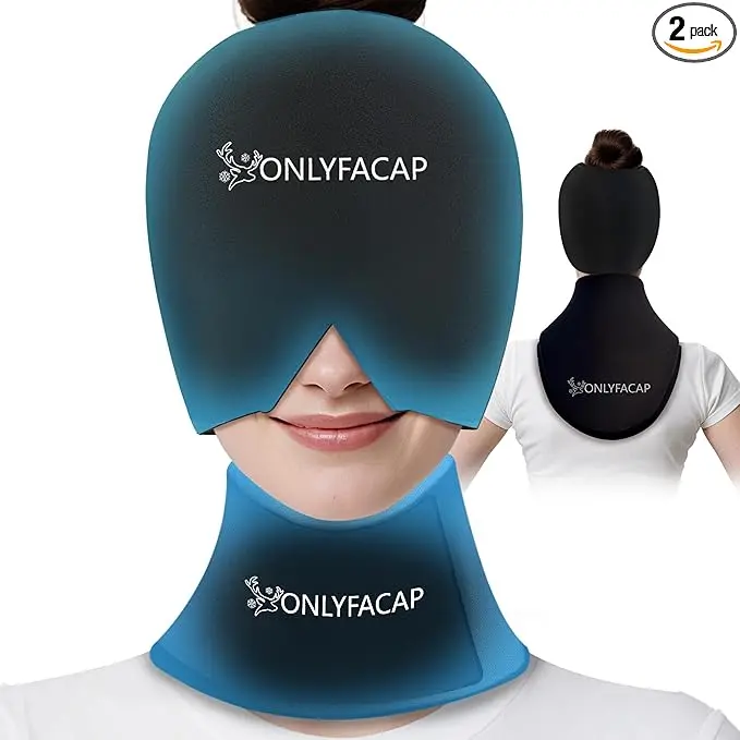 Migraine Relief Cap and Neck PainRelief Set, Upgrade Gel Headache Relief Capand Neck lce Packs , Hot and Cold Compressice Pack, One Size Fits All Comfort