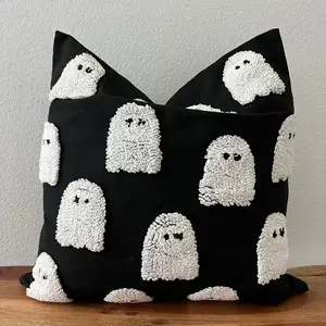 Tufted throw pillow cover, Halloween and fall décor swaddle blanket