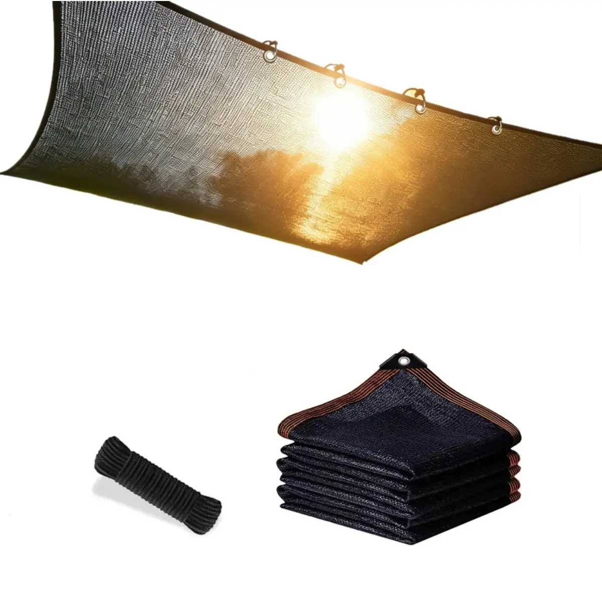 UV-Resistant 90% Shade Cloth (Black) - 10 x 13ft UV-Resistant Shade Net with Reinforced Rivets, Suitable for Outdoor Adventures / Camping / Garden / Patio / Greenhouse.Mesh Shade Cloth，Easter gifts summervibes