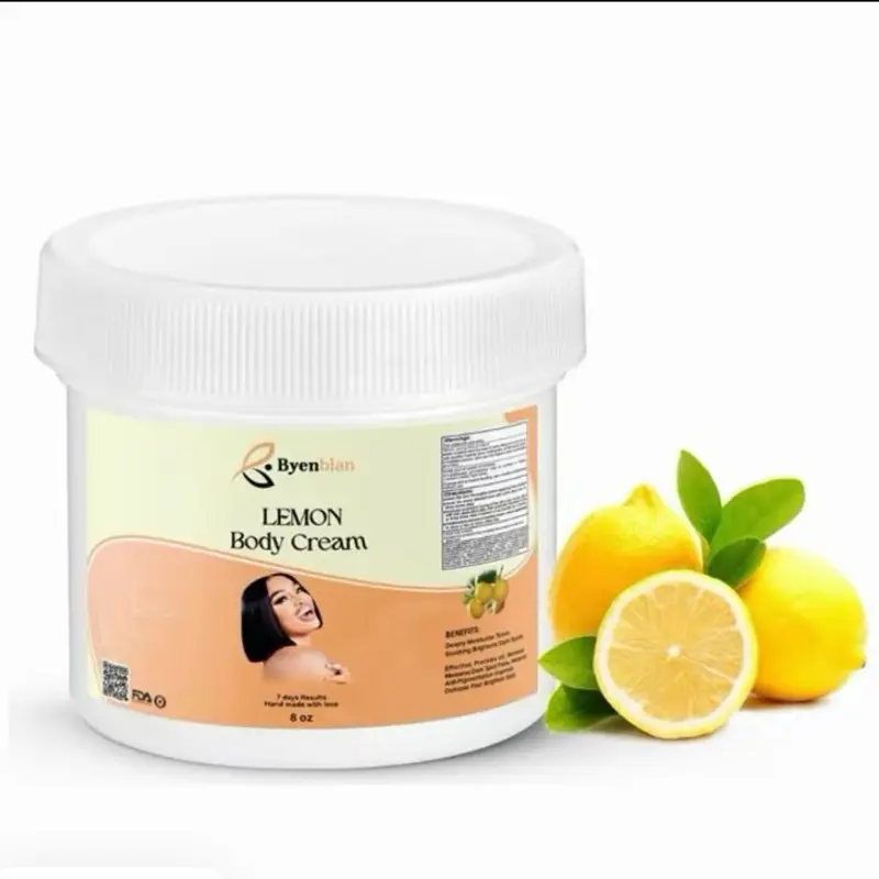 Byenblan Lemon Body Cream Exfoliate Gently for Smooth Skin 8 oz