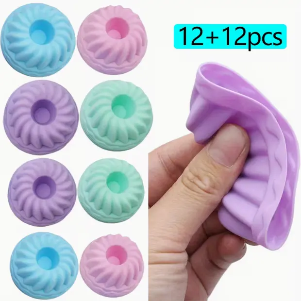 24pcs Vibrant Reusable Silicone Baking Cups- 12 large& 12small - Pumpkin - BPA-Free, Heat Resistant to 500 F, Dishwasher Safe - Easy-Release, Non-Stick Pumpkin in purple, blue, pink, cyan for Home & Professional Use, Silicone Baking Molds tiktokshopspring