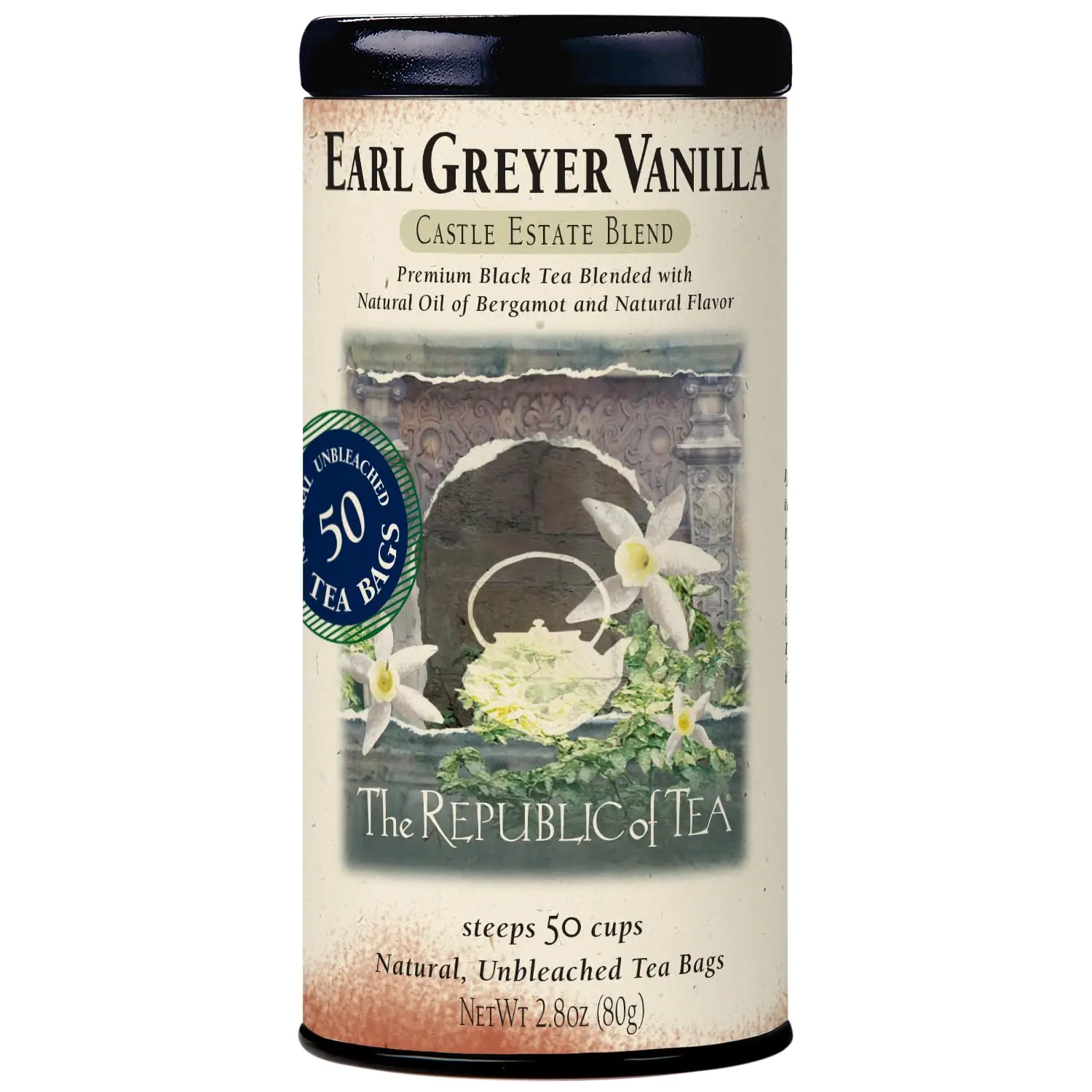The Republic of Tea Earl Greyer Vanilla Tea, Gourmet Tea, Caffeinated, 50 Tea Bags