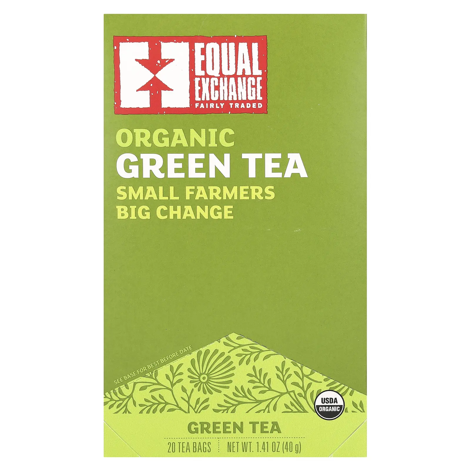 Equal Exchange Organic Green Tea, 20 Tea Bags, 1.41 oz (40 g)