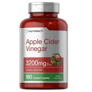 Horbäach Apple Cider Vinegar Caplets 3200mg | 180 Pills | Vegetarian, Non-GMO & Gluten Free Supplement