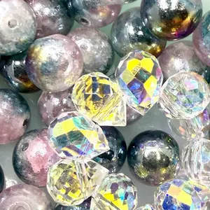 (BOGO) Cosmos, Vibrant Mixed Size High Quality Round and Faceted Glass Beads and Aurora Style Glass Beads and Rhinestone and Zircon Charms with Metal for DIY Beading Jewelry, Accessories and other DIY Projects such as Sun-catchers and Car Hangers