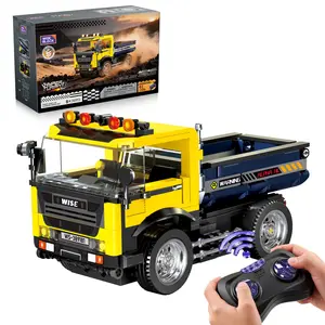 WISE BLOCK Mining Pickup RC Building Set, 365pcs STEM Remote Control Dump Truck with Miner Minifigure for Kids Ages 8+ Scale Collectible Model Car minilego
