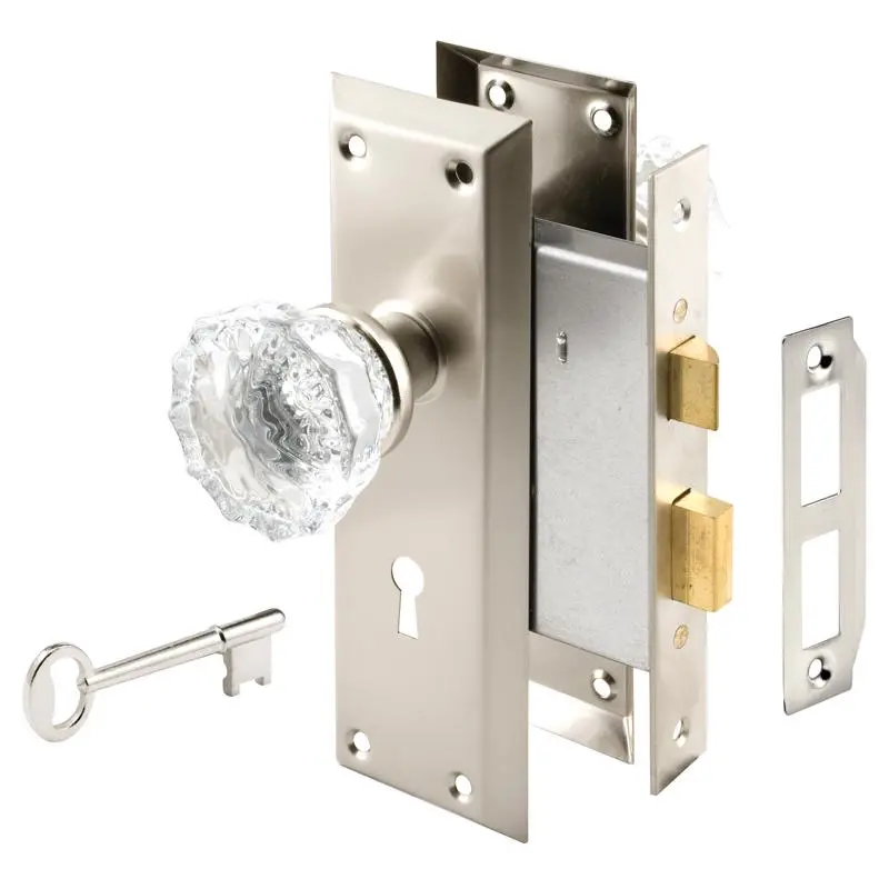 Prime-Line 5065295 1.75 in. Right-Handed Glass Deadbolt, Sphere Handle Passage Door Knob Set