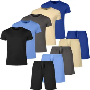 Men's Multi-Pack Classic Poly Tech Short Sleeve Crew Neck Tees & Lounge Shorts Set