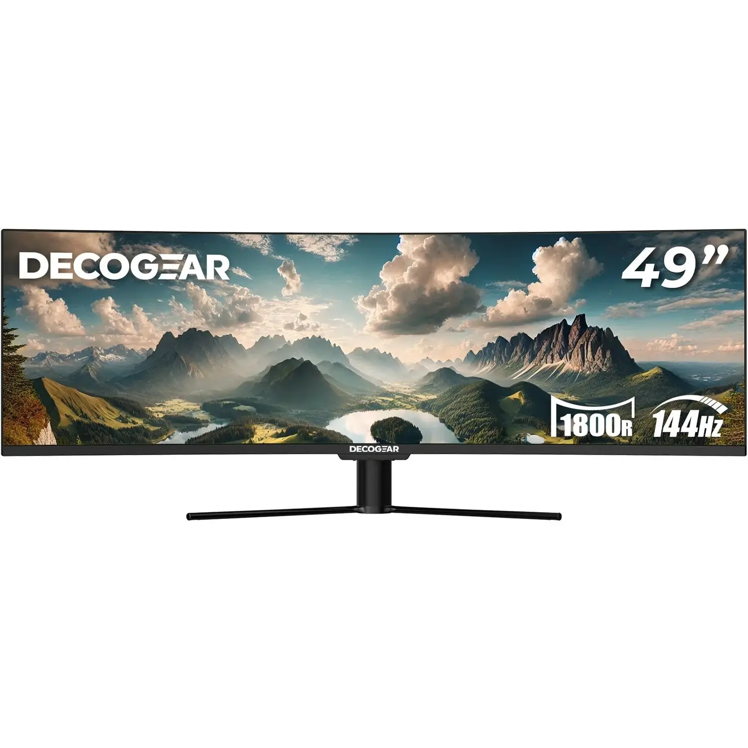 Deco Gear 49" Curved Screen Super Ultrawide Gaming Monitor - 32:9 WDFHD 3840x1080, 144Hz, 4ms, HDR400, Adaptive Sync, USB-C 65W, HDMI/DP, PBP/PIP, KVM, 1800R - Ideal for Gaming Desk, Streamer, Trading & Dual Monitor Setups, Dual Monitor Setup