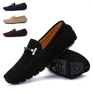 Stylish breathable men’s slip-on loafers — casual and business penny loafers with a round toe, non-slip rubber sole, all-season wear for everyday comfort, driving shoes, boys’ footwear