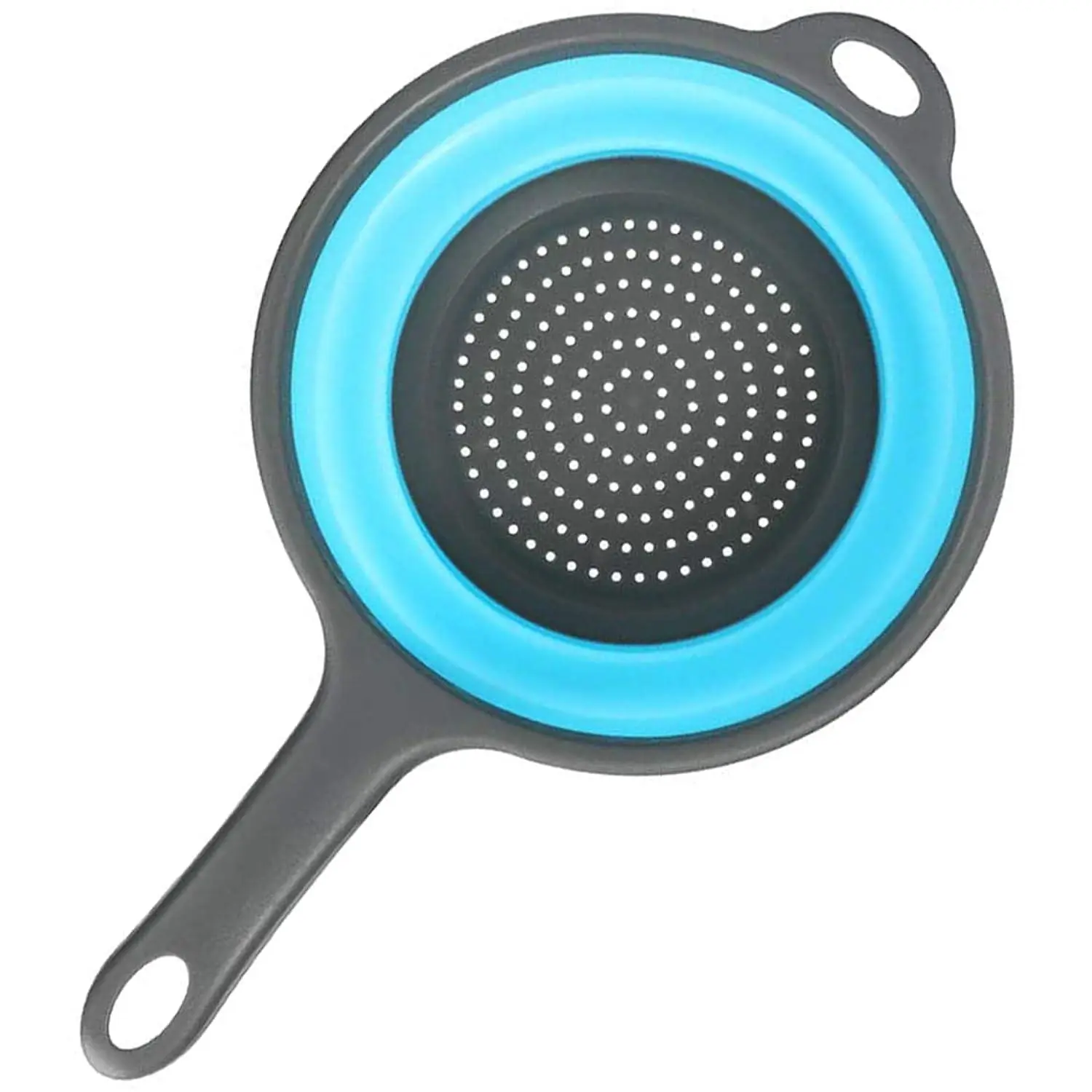 Kitchen Foldable Silicone Strainer Colanders, Collapsible Colanders With Handles, Space-Saver Folding Strainer Colander For Draining Pasta, Vegetable (Blue)