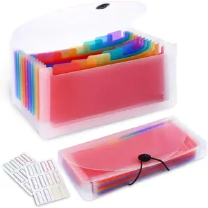 2 Pack 13-Pockets Expanding Accordion File Folder Mini Organizer Wallet for Storage Invoice/Receipt/Cards/Coupon/Tickets