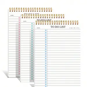 3 Pack A5 to Do List Notepad, Planner Notebook, Undated Daily Planner Pads with Checkboxes, Spiral Bound Task Organizer, Minimal Productivity List for Work School Home, Checklist Organizer