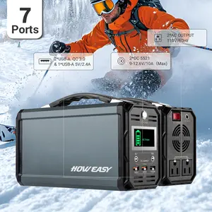 Howeasy Aluminum Alloy 300W Portable Power Station, 222Wh Lithium Battery, AC Socket/QC3.0/DC, for Phones, Laptops, Cameras, Headsets & More